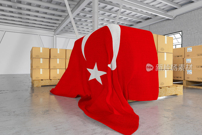 供应货物箱覆盖土耳其国旗
