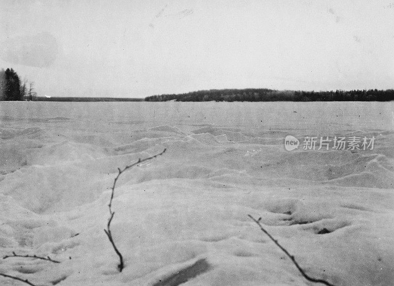 加拿大曼尼托巴省冷湖的雪景——1928年3月