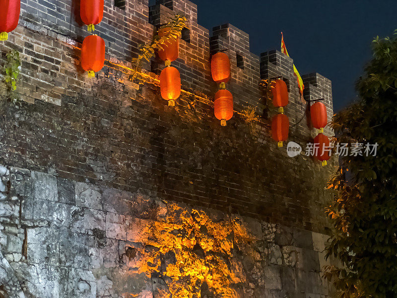 中国广西桂林望城风景区的古建筑城墙