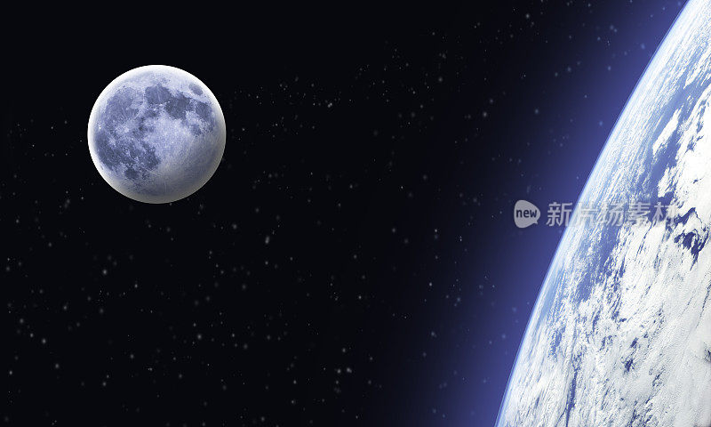 月球，地球，天空-外太空场景