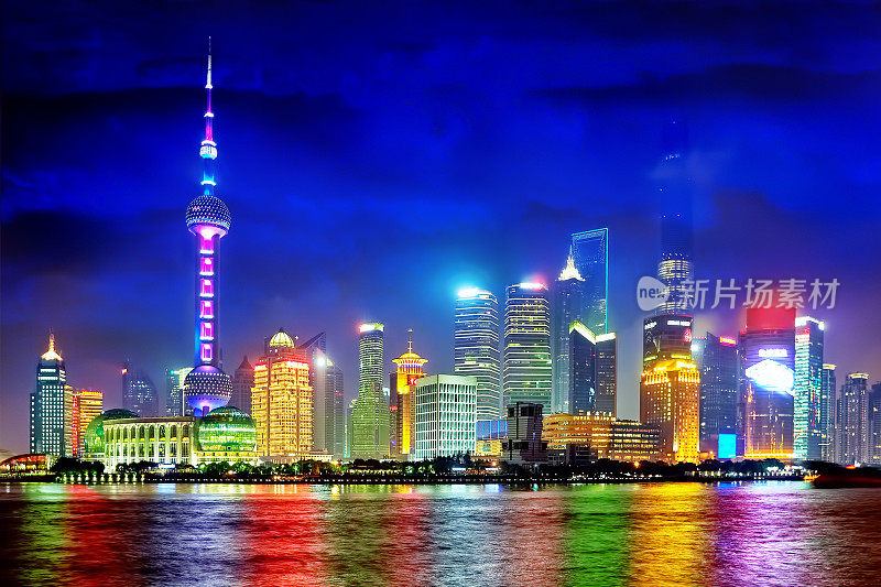 上海浦东的天际线从外滩，中国。