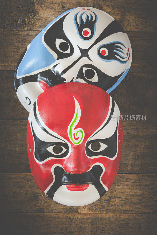 中国面具，复古风格的中国戏曲面具