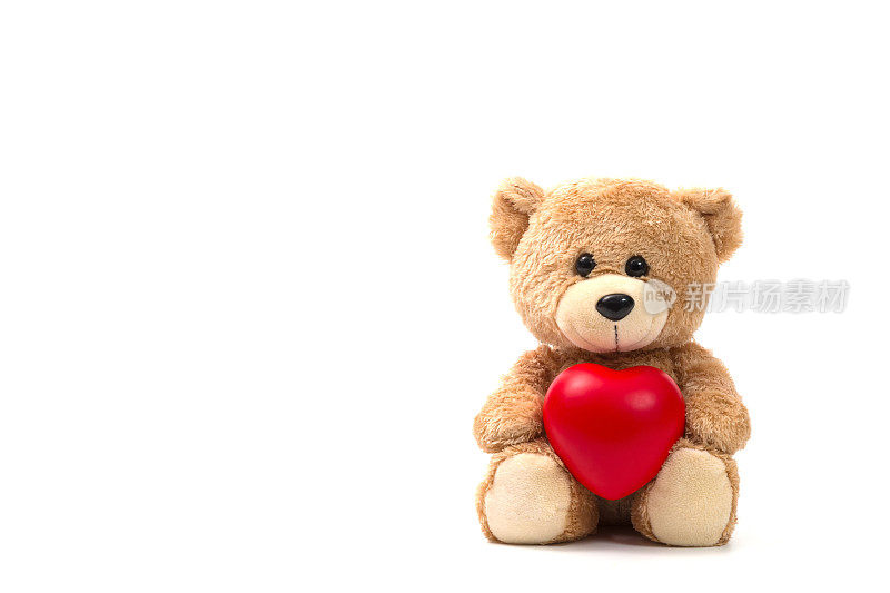 泰迪熊:白色背景上的健康保险或爱情概念