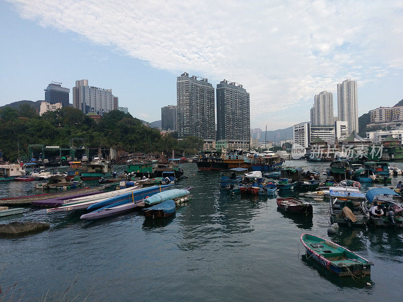 香港港口城市在海上乘船旅行