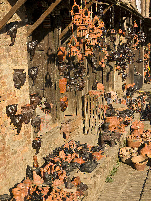 陶器纪念品，巴特岗，尼泊尔