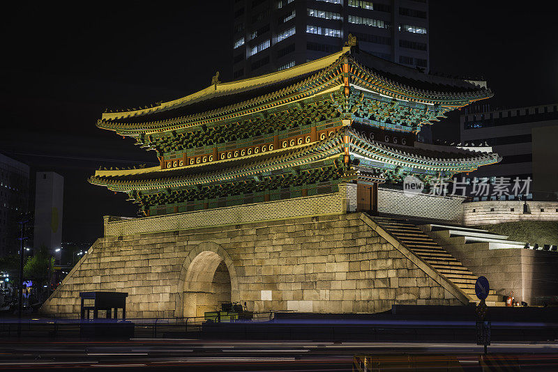 首尔标志性地标南大门夜光韩国