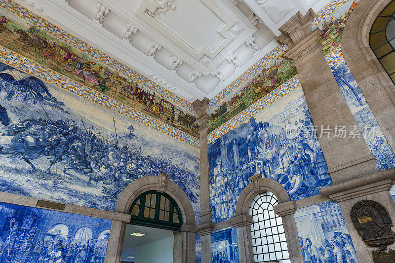 陶瓷Azulejos在波尔图火车站-葡萄牙