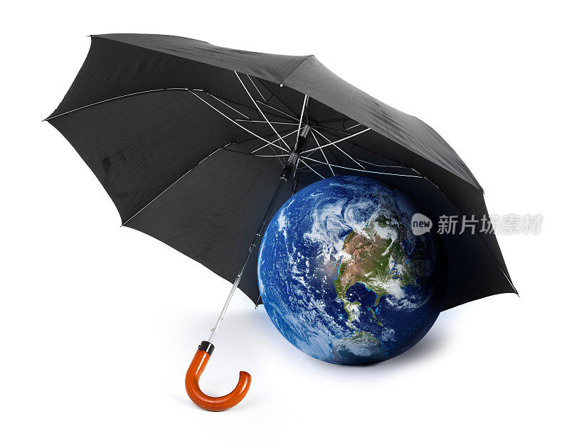 黑伞罩地球仪——保护地球的概念