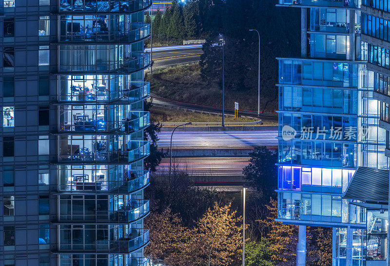 华盛顿州贝尔维尤市夜景