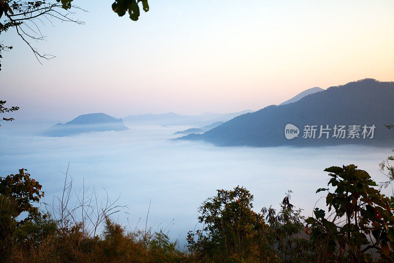 从普托山看清晨的云雾