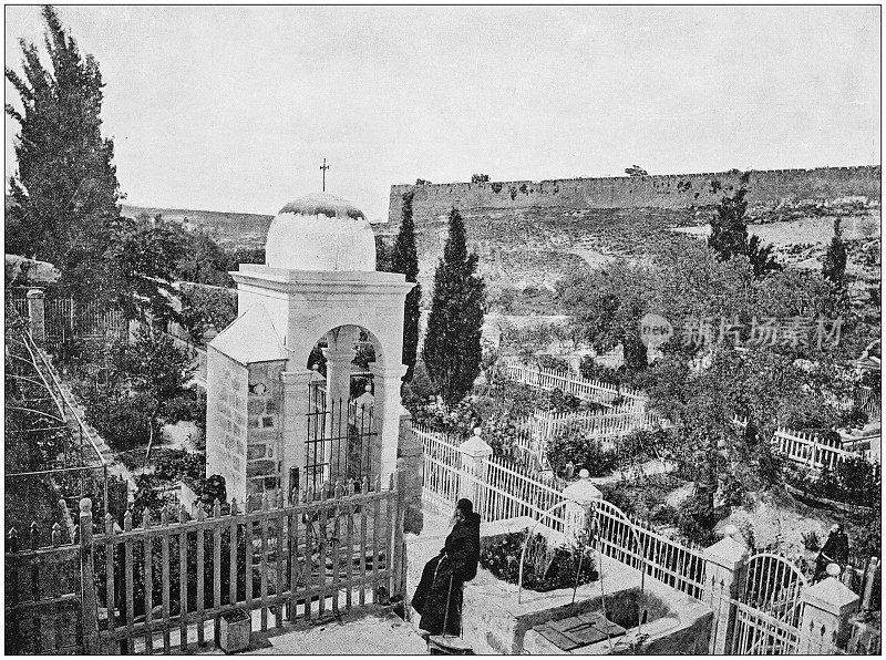 世界著名景点的古董照片:耶路撒冷的客西马尼花园