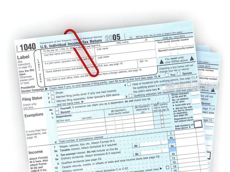 税务表格支付财务文件概念
