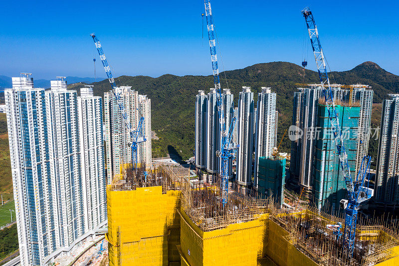 香港将军澳的建筑起重机及混凝土建筑物