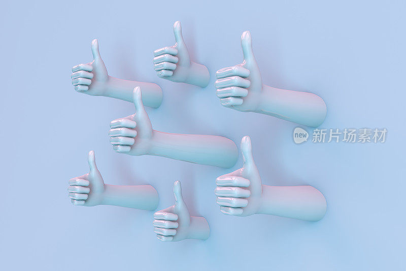 3D手势，女性人体模型，竖起大拇指