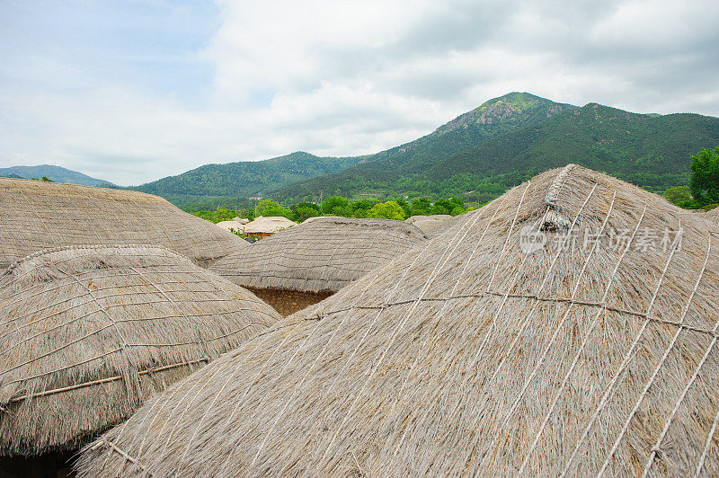 韩诺克传统的茅草屋顶