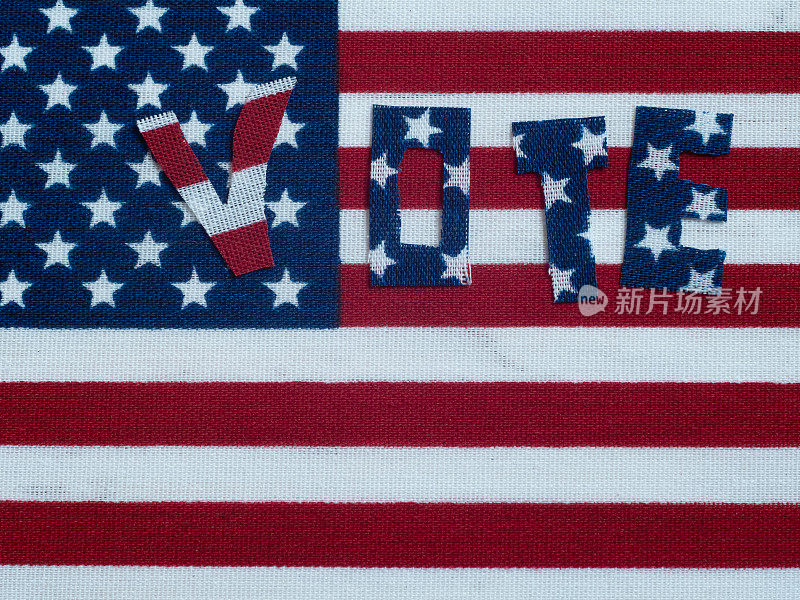 选举团投票特写。美国政治选举。美国国旗的背景