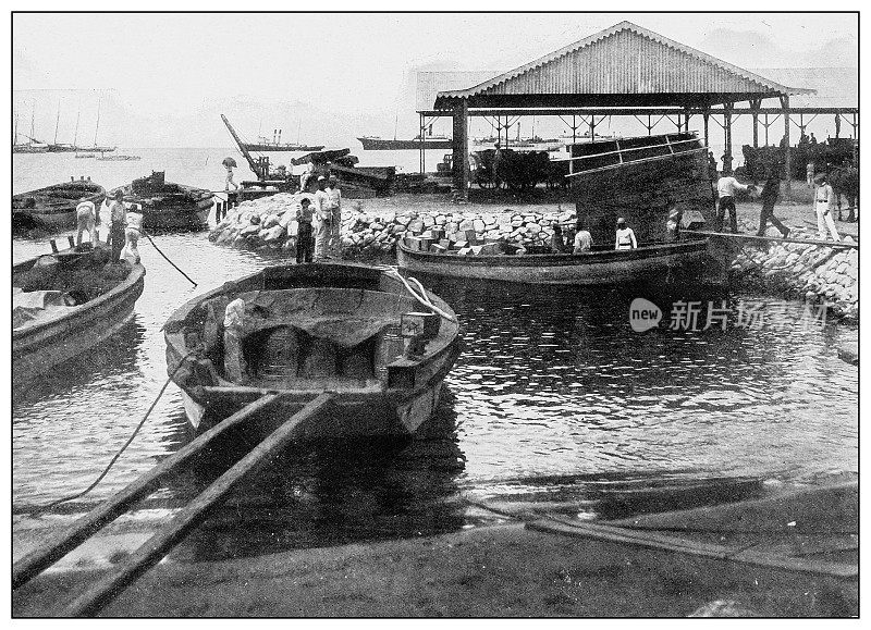 古董黑白照片:庞塞码头