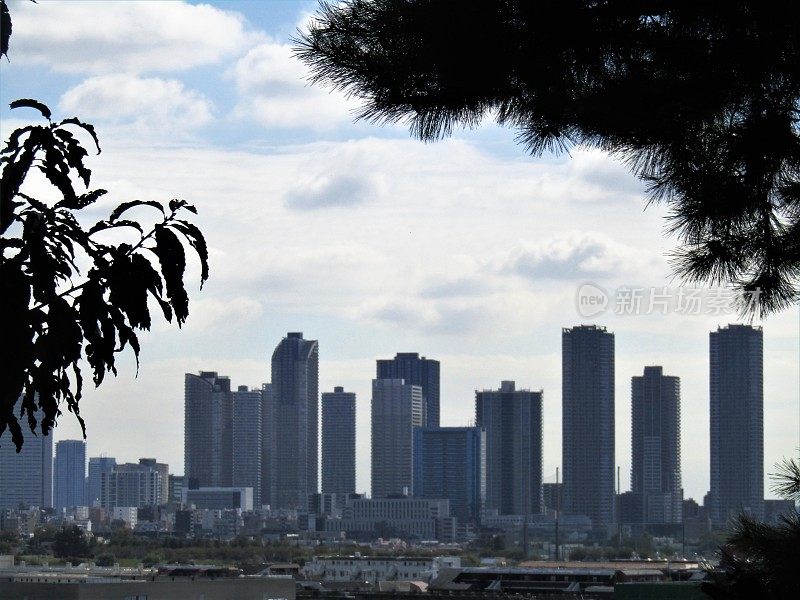 日本。川崎市的摩天大楼。