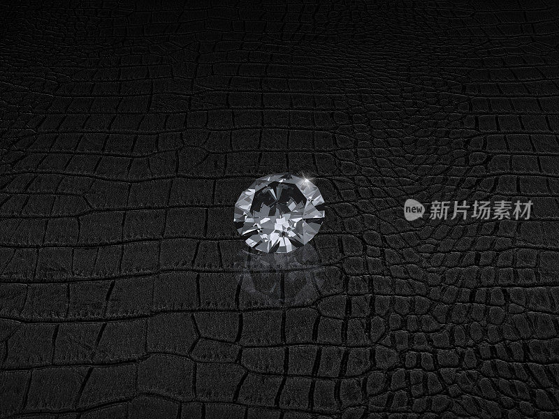 黑色背景上的钻石宝石。3D渲染