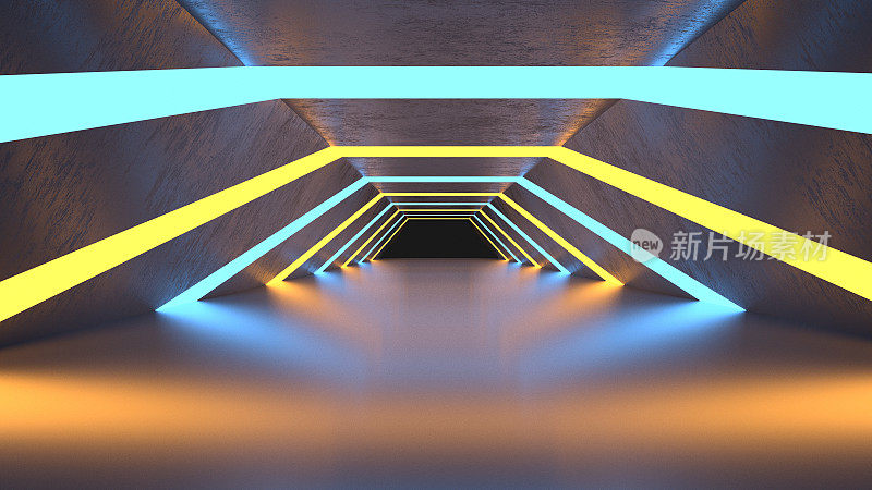 霓虹灯下的未来隧道