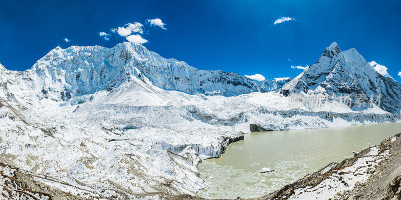 尼泊尔巴伦孜7162米俯瞰印嘉冰川喜马拉雅山山峰全景