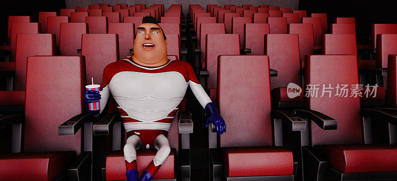 超级英雄在电影院看电影