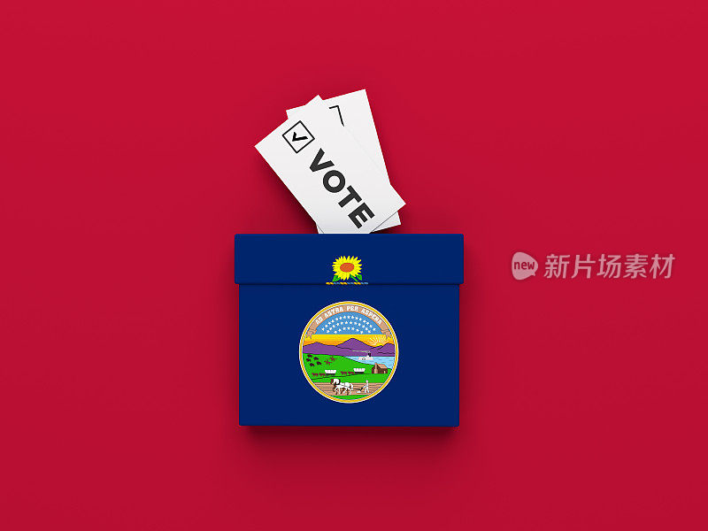 堪萨斯州选举投票箱以红色为背景。