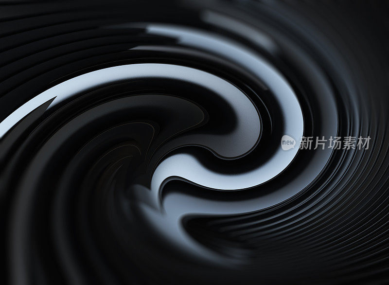 在黑白图案抽象螺旋背景。三维演示