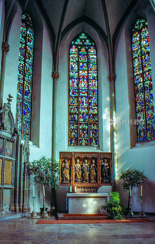 1989年旧正片扫描，教堂内部，拉文斯堡，德国