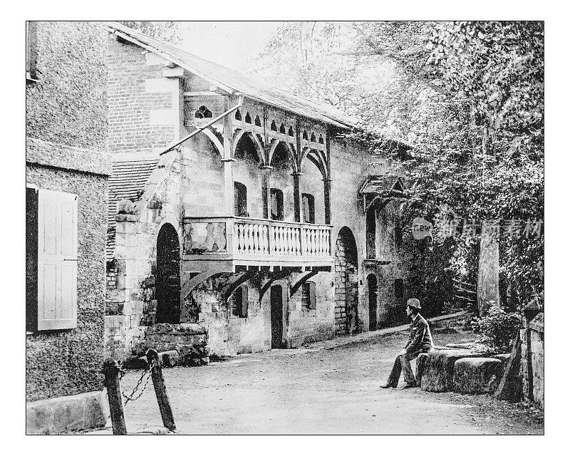 盖克里夫(英国沃里克)建筑的古董照片-19世纪