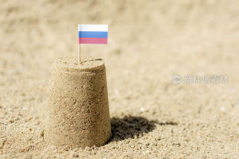 俄罗斯国旗沙堡海滩旅游