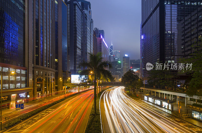 香港中环傍晚交通繁忙