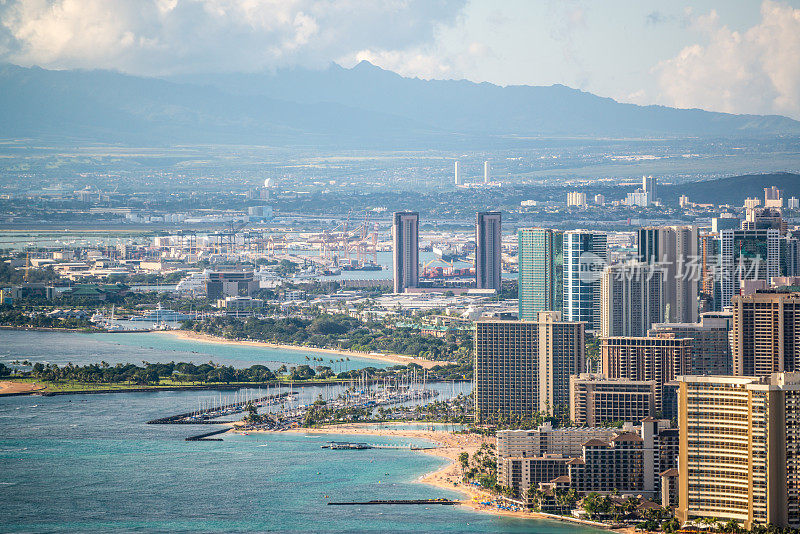 檀香山城市景观，瓦胡岛，夏威夷，美国