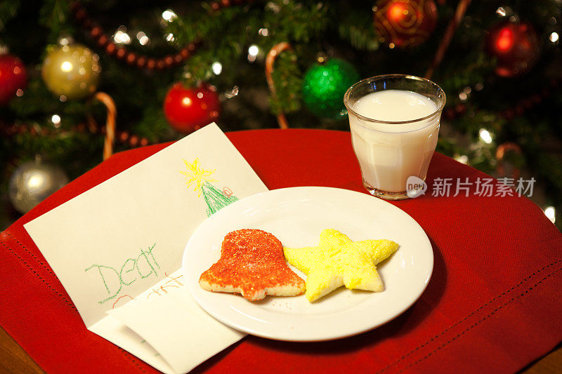给圣诞老人带信的牛奶和饼干