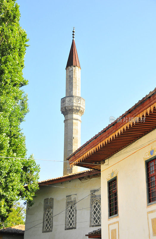 Minaret-Khan的Palace-Bakhchisaray