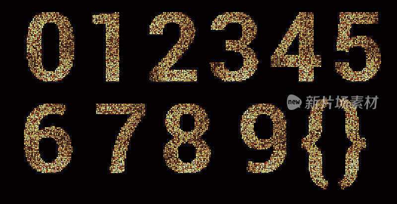 金亮片字母表部分3数字