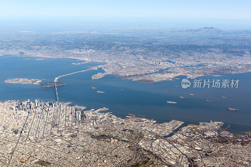 旧金山和奥克兰鸟瞰图