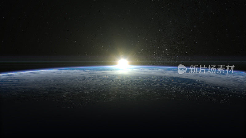 地球上的日出。从空间。