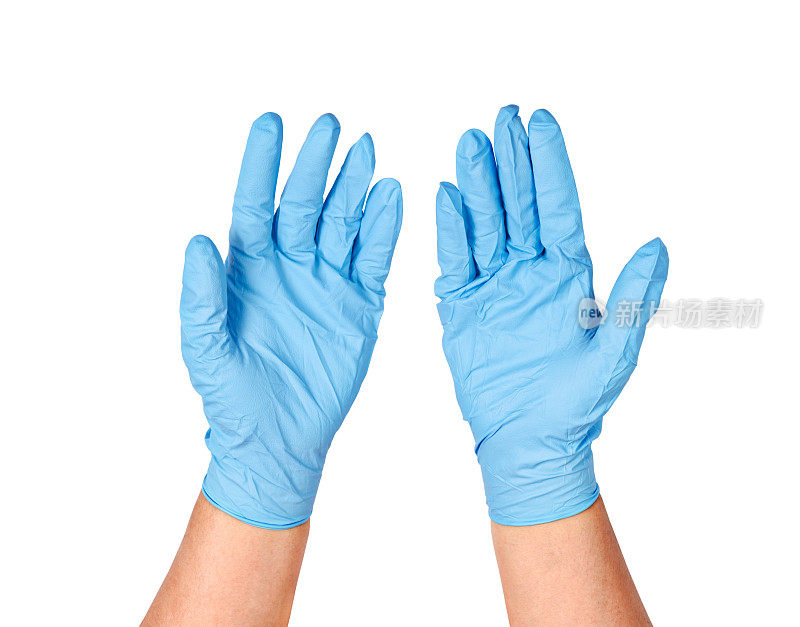 手扔蓝色一次性手套