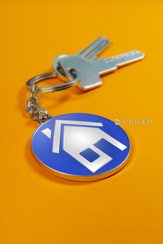 Home图标上的圆形钥匙链和钥匙。