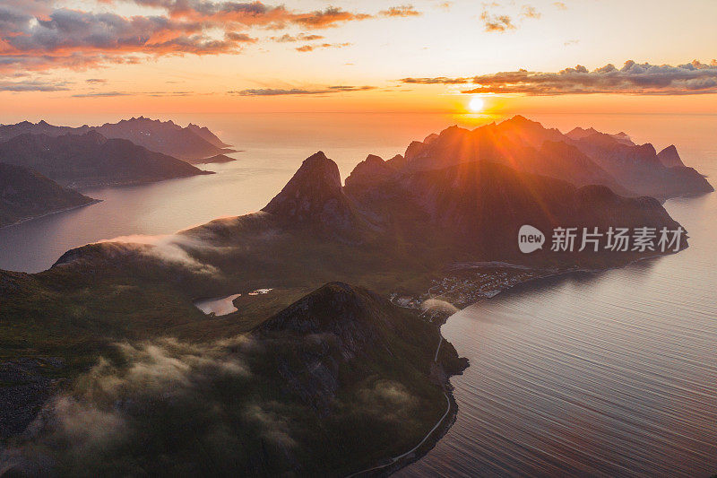 挪威Senja岛的风景鸟瞰图