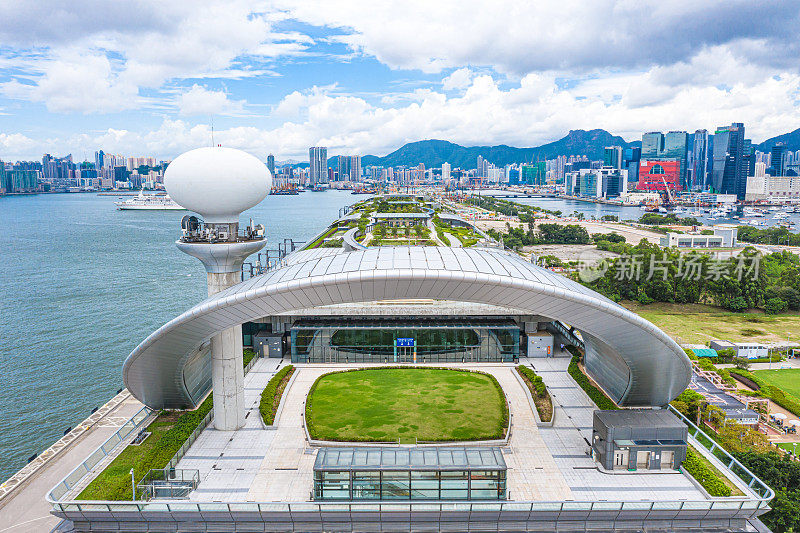 无人机拍摄的香港启德邮轮码头