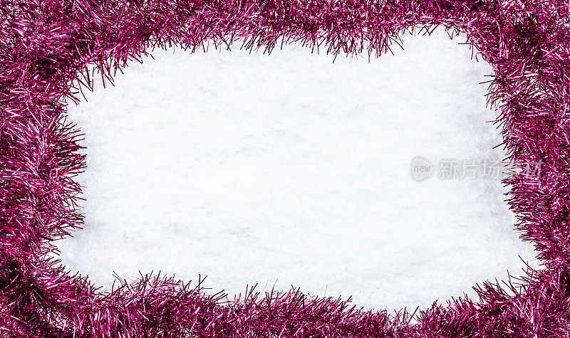 圣诞金丝作为边界框架纹理雪。