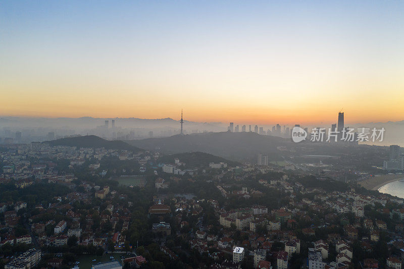 中国青岛全景的航拍照片