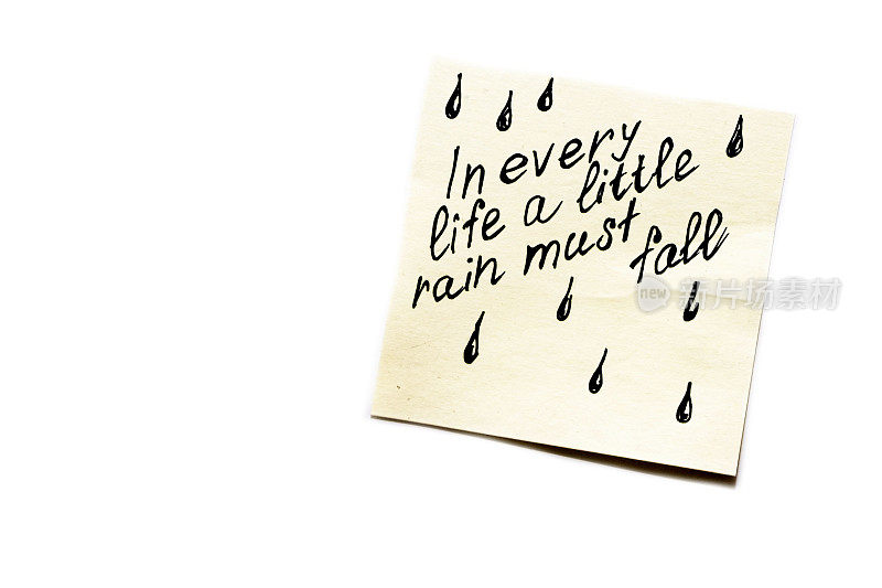 《每个人的一生都要下点小雨》，一种伤感的心情。标记字体。支持和鼓励贴纸。