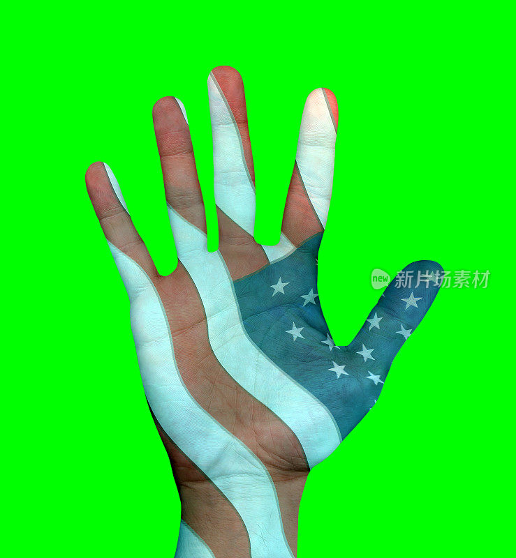 概念美国国旗和手