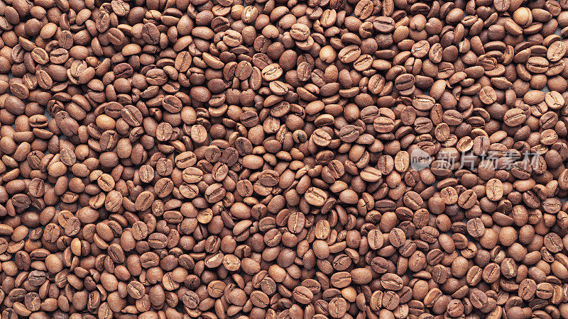 咖啡豆的特写镜头。到处都是咖啡豆。背景,咖啡豆。