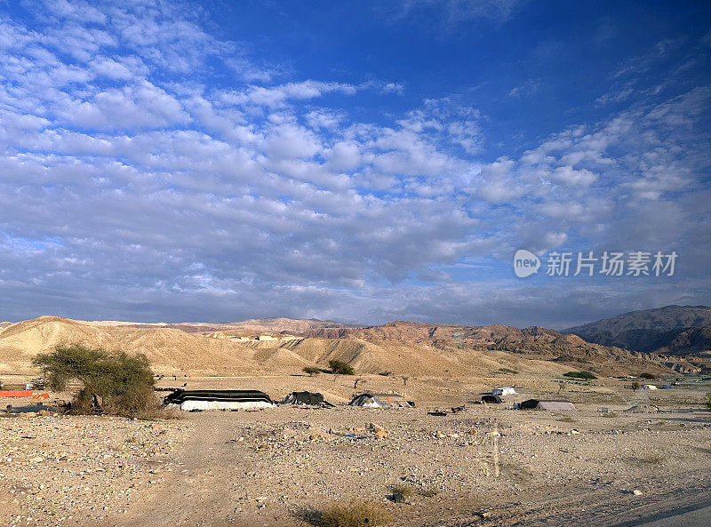 贝都因人营地，死海平原，约旦，中东。