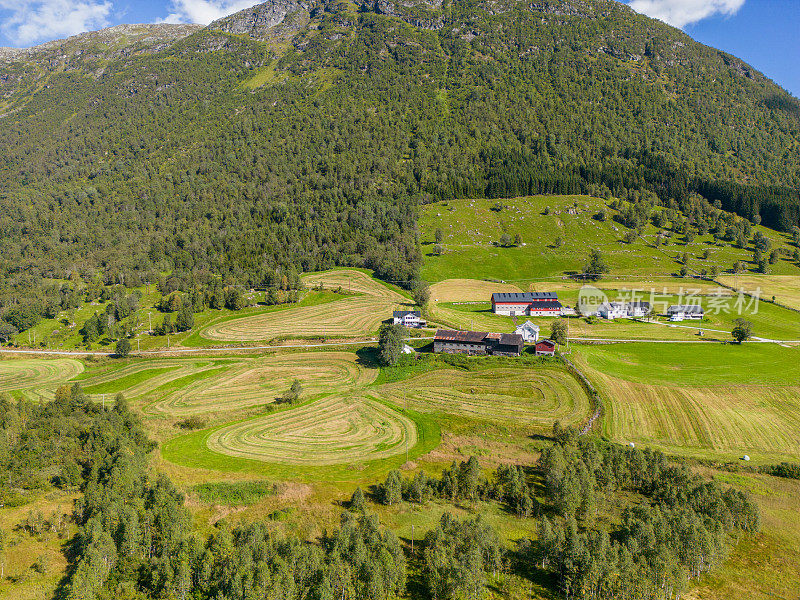 无人机拍摄的挪威农田