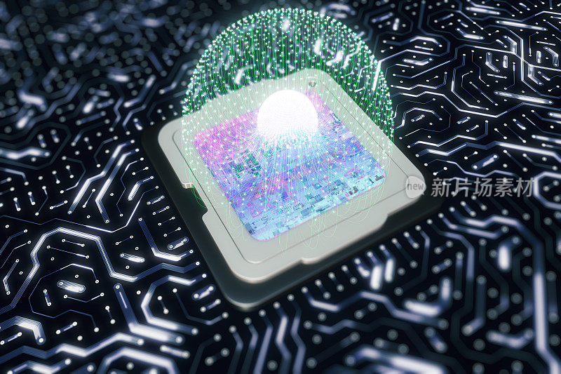 现代CPU和电路板背景